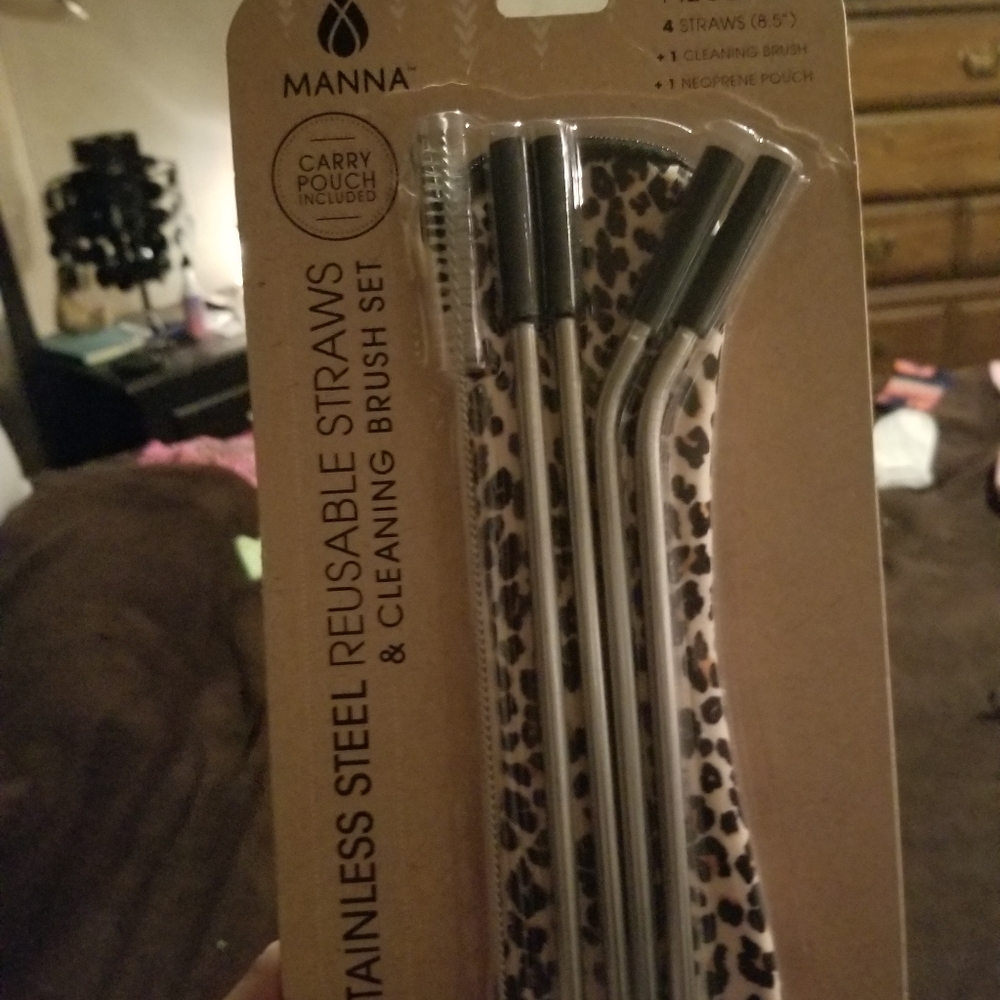 Reusable straw set